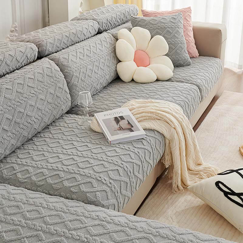 Full Wrap Soft Fleece Stretch Couch Cover for All Seasons | Skanto