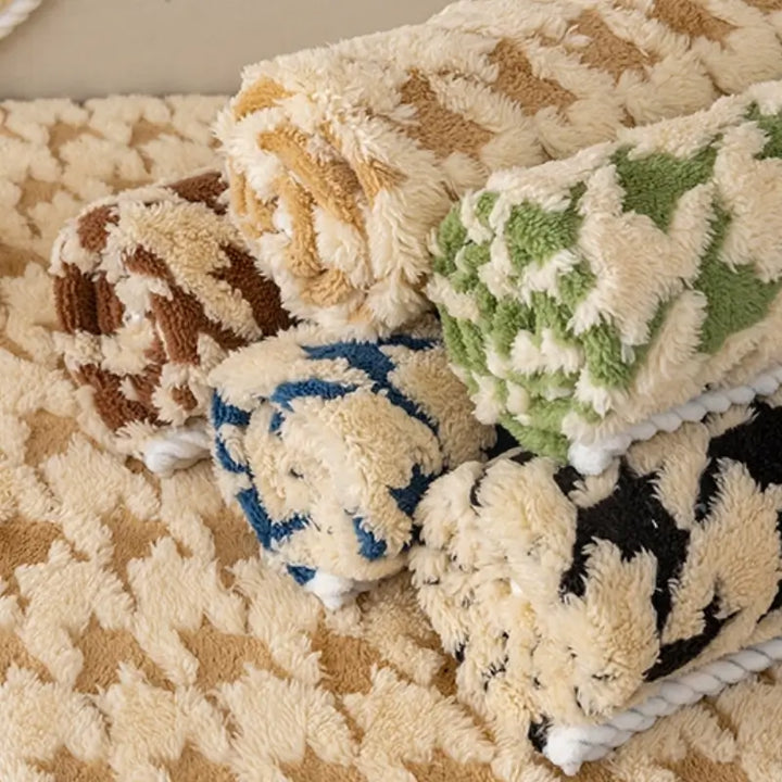 Houndstooth Plysj Matte Møbelbeskyttelse Antiskli Deksel | Skanto