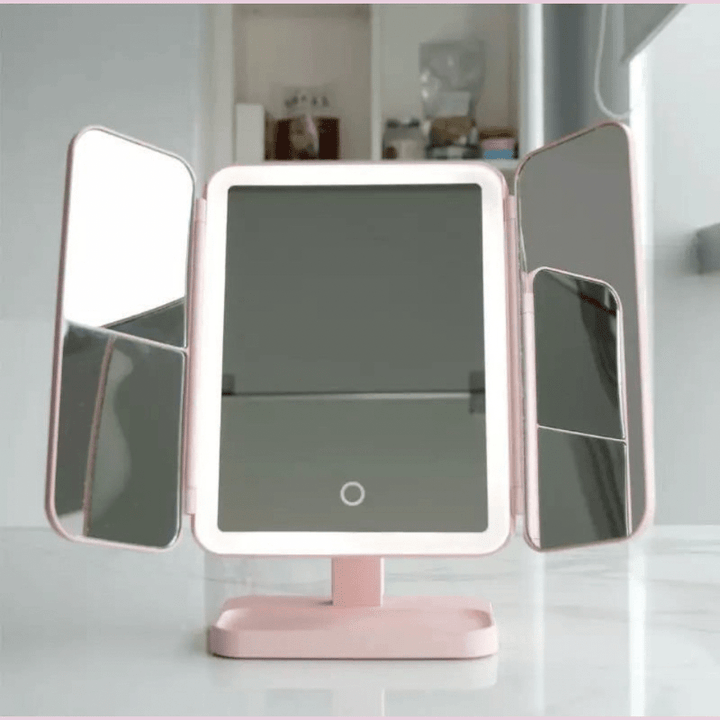 Skanto | Tre-delt speil med LED-belysning i 3 farger for perfekt sminke