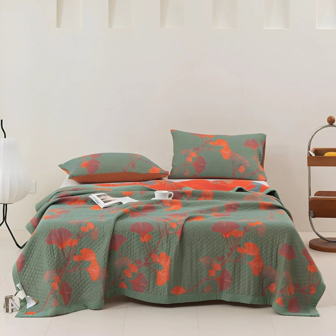 Skanto | GinkgoQuilt – Bomulls sengetøyssett med botanisk reversibel design