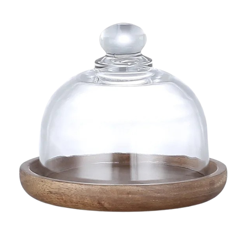 Glass Matbeholder med Tredeksel Kjøkken Snack Organizer | Skanto