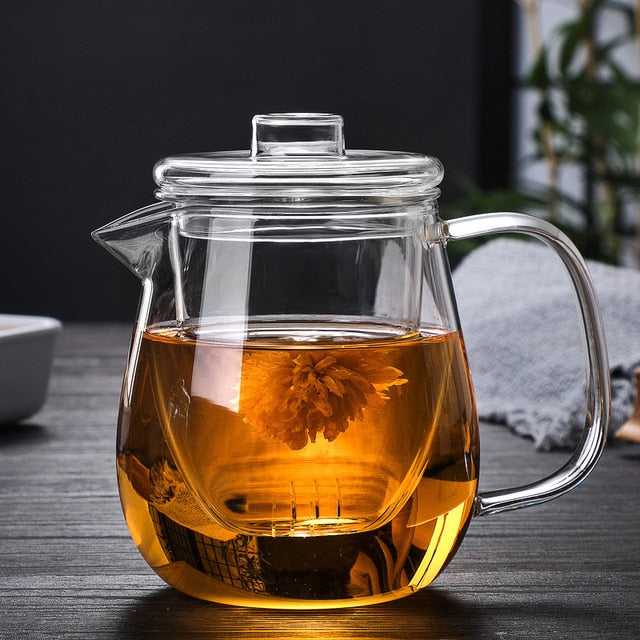 Glass Pot Filter Treverk Håndtak Te-seremoni Gjennomsiktige Te-serviser | Skanto
