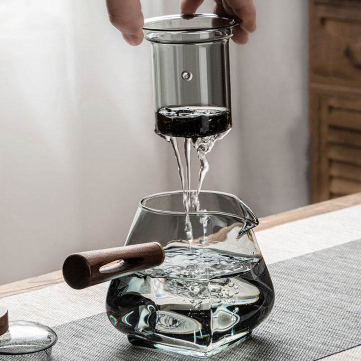 Glass Pot Filter Trebruk Håndtak Te Seremoni Transparent Tevare Sett | Skanto