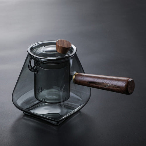 Glass Pot Filter Treverk Håndtak Te-seremoni Gjennomsiktige Te-serviser | Skanto