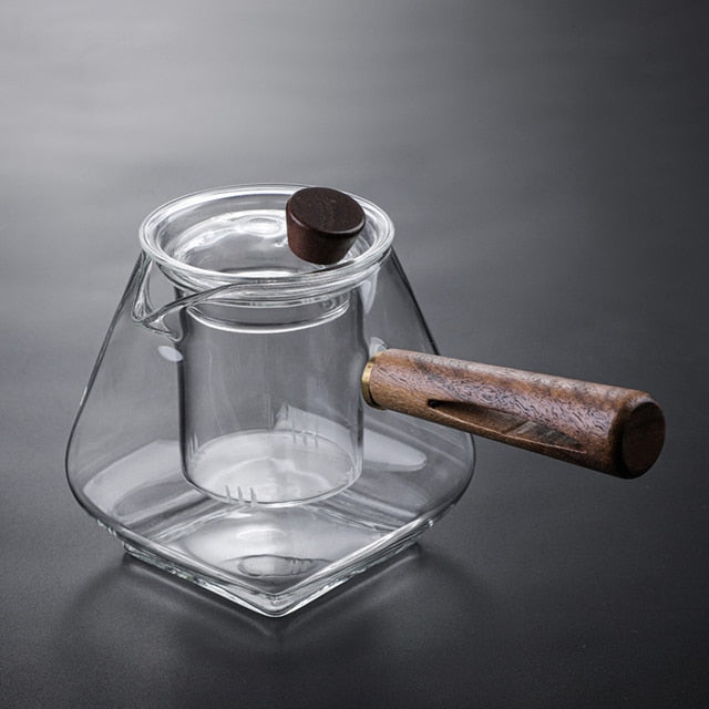Glass Pot Filter Trebruk Håndtak Te Seremoni Transparent Tevare Sett | Skanto