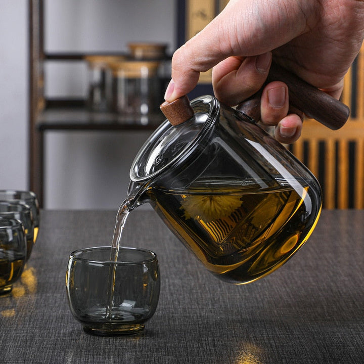 Glass Tekanne Trehåndtak Te-seremoni Gjennomsiktig Sett Kopp | Skanto