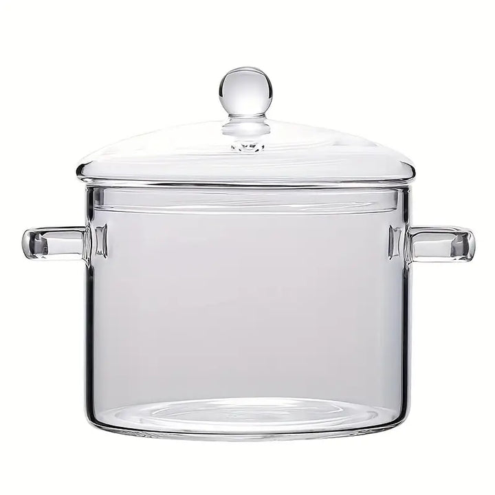 Skanto | KookZicht Glass – Transparent Glass Cooking Pot with Handles (1360 ml)