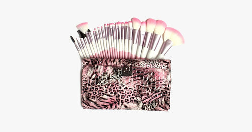 Skanto | 24-delt Rosa Leopard Penselsett