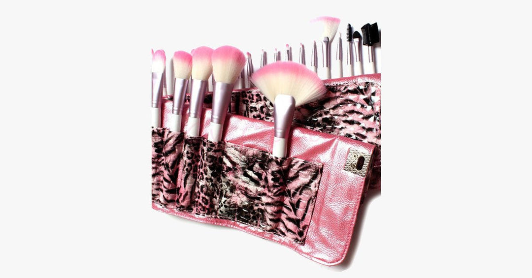 Skanto | 24-delt Rosa Leopard Penselsett