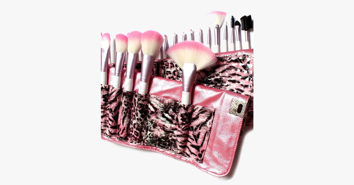 Skanto | 24-delt Rosa Leopard Penselsett