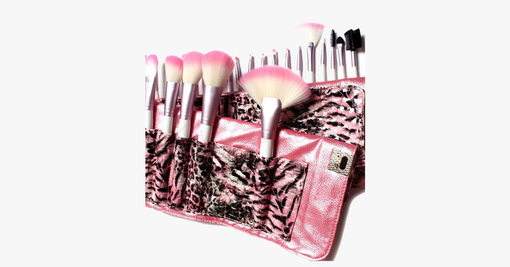 Skanto | 24-delt Rosa Leopard Penselsett