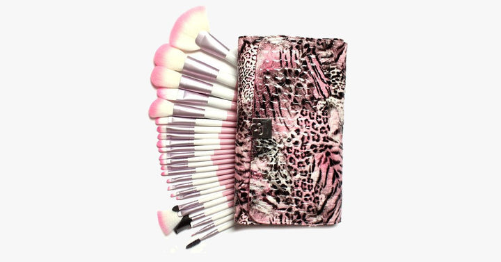Skanto | 24-delt Rosa Leopard Penselsett