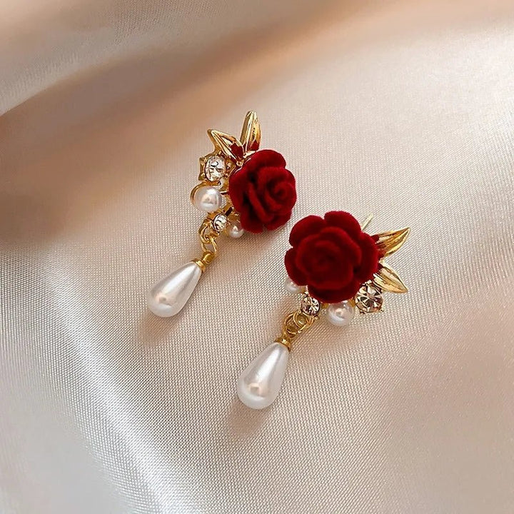 Skanto | Gullakkent Rose Diamond Perle Øredobber