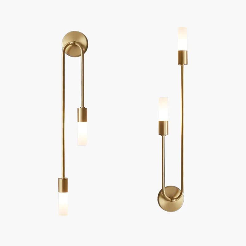Skanto | Moderne Gull Vegglampe – Dobbelt Frostet Glass Lys