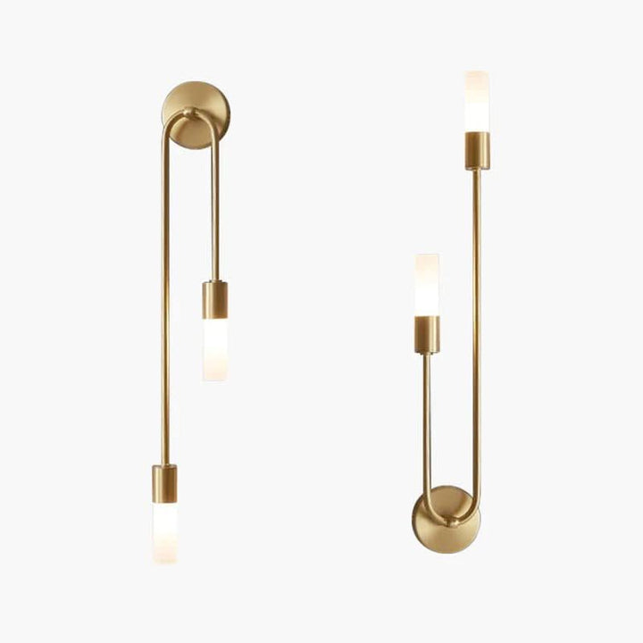 Skanto | Moderne Gull Vegglampe – Dobbelt Frostet Glass Lys