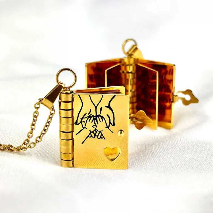 Erinnerungsbuch-Anhänger-Halskette – Symbolischer Schmuck mit liebevoller Botschaft