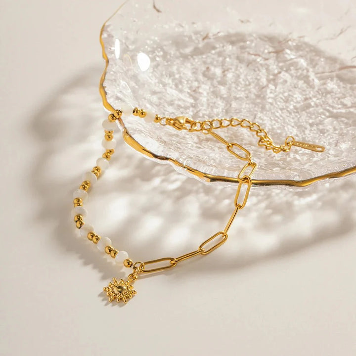 Skanto | Golden Paperclip Boho Solarmbånd