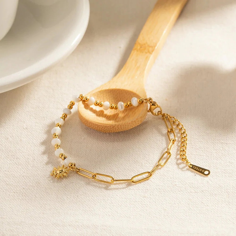 Skanto | Golden Paperclip Boho Solarmbånd