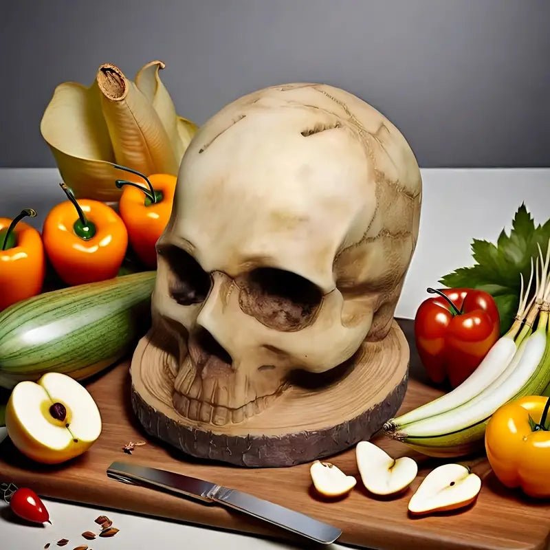 Skanto | Gothic Skull – Håndlaget knivholder for mørk kjøkkenestetikk