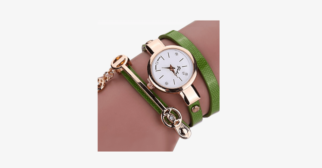 Skanto | Gull Charm Wrap Klokke - Multicolor vegansk lær klokke for stilige mennesker