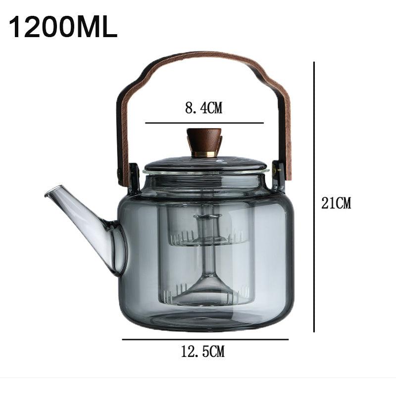 Elegant glass- og tretekanne for den perfekte tilberedningen av løse teblader | Skanto