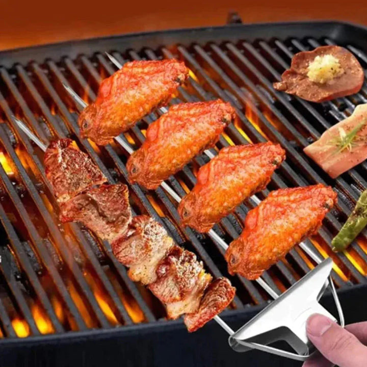 Skanto | Rustfritt Stål BBQ Spyd Triple Grill Verktøy