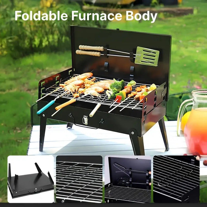 Skanto | Grillmate Fold – Sammenleggbart stål kofferthusgrill for hage, camping og utendørs BBQ