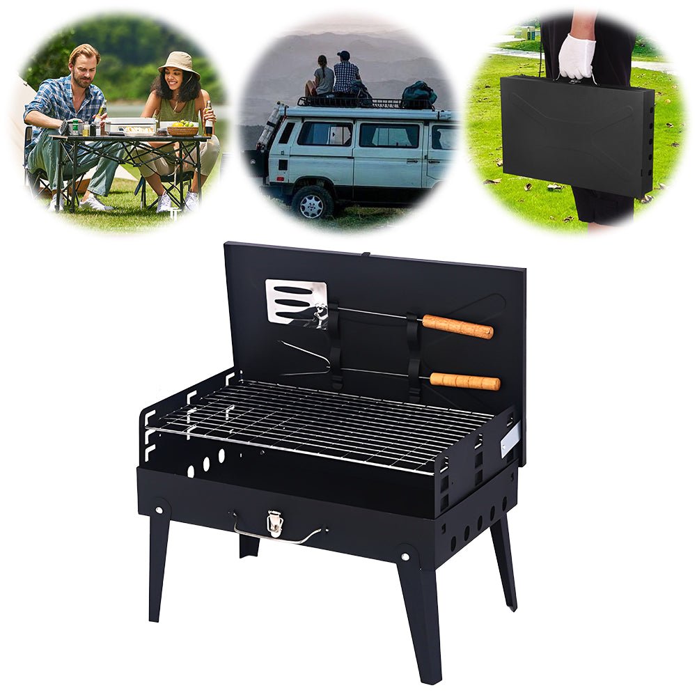 Skanto | Grillmate Fold – Sammenleggbart stål kofferthusgrill for hage, camping og utendørs BBQ