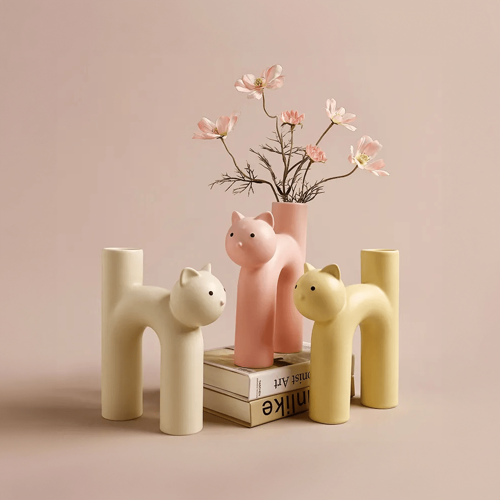 H-formet kattevase dekorasjon - Moderne keramisk borddesign | Skanto
