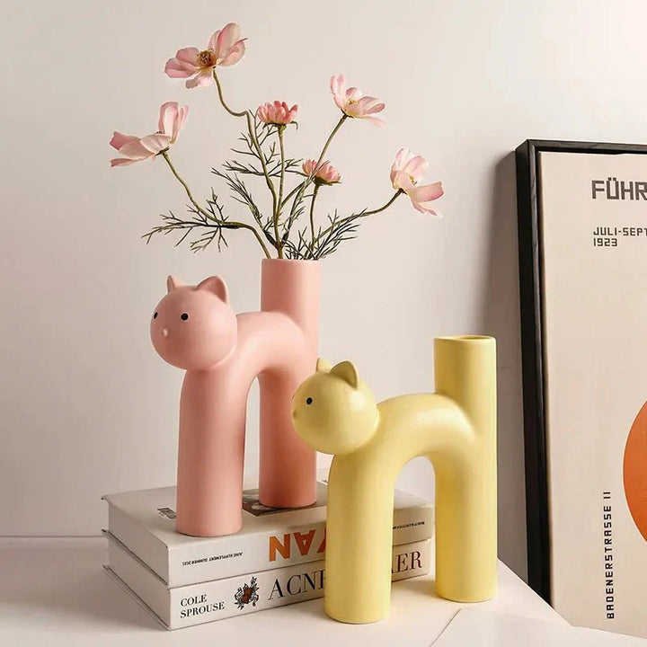 H-formet kattevase dekorasjon - Moderne keramisk borddesign | Skanto