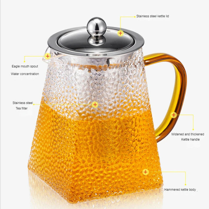 Hammer Glass tekanne med rustfritt stålfilter varmebestandig tekanner | Skanto