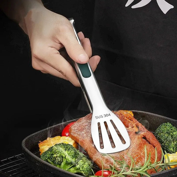 Skanto | HandyTongs – Rutsjefrie rustfritt stål tang for kjøtt, salat og brød