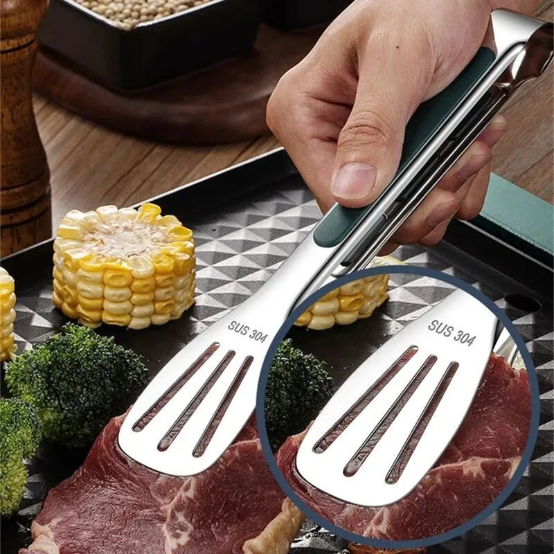 Skanto | HandyTongs – Rutsjefrie rustfritt stål tang for kjøtt, salat og brød
