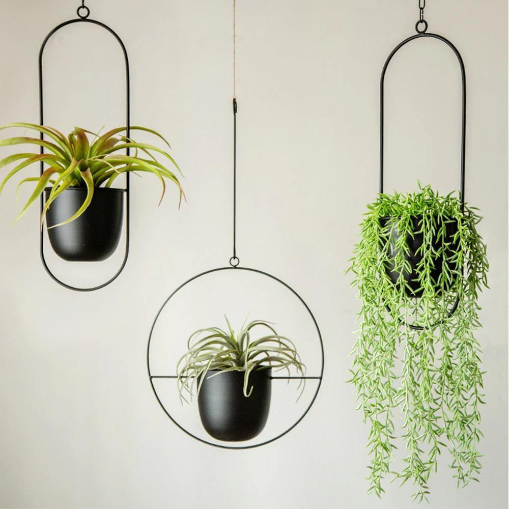 HaloRing Hengende Planteholder – Metall Hengende Blomsterkrukke for Innendørs og Utendørs | Skanto