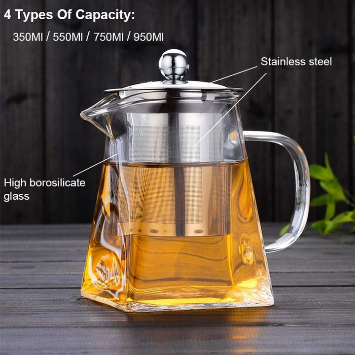 Varmebestandig borosilikatglass tekanne med teinfuserfilter tekjele Oolong tekanne | Skanto