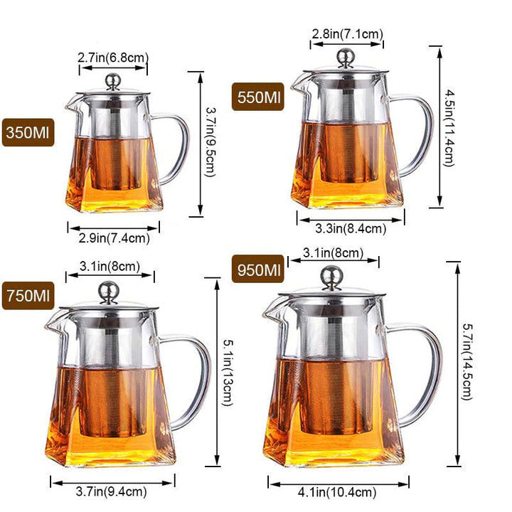 Varmebestandig borosilikatglass tekanne med teinfuserfilter tekjele Oolong tekanne | Skanto