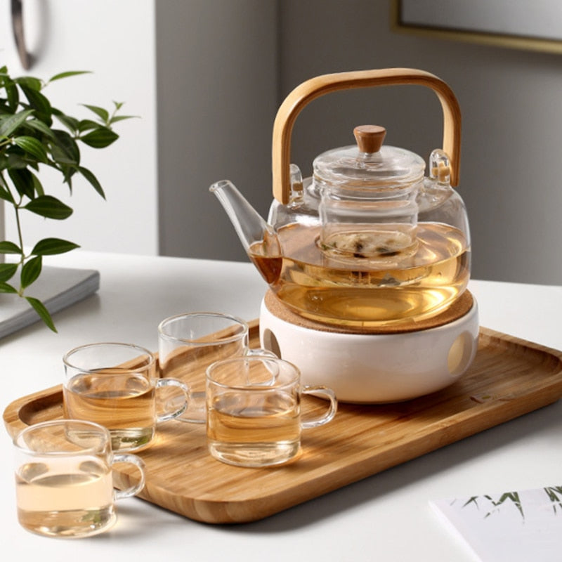 Varmebestandig klar borosilikatglass tekanne Klar japansk stil tekanne infuser | Skanto