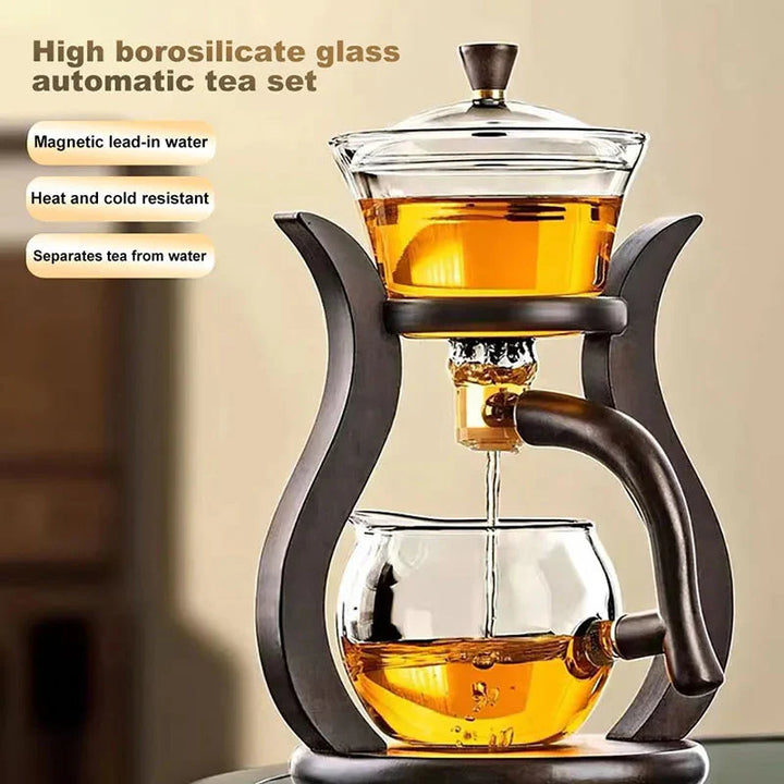 Varmebestandig glass te-sett med magnestisk vannroterende lokk | Skanto