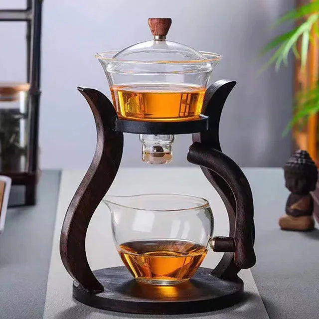 Varmebestandig glass te-sett med magnestisk vannroterende lokk | Skanto