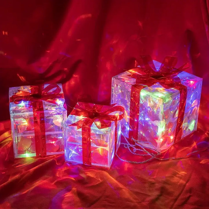 Skanto | GlowBox – LED Gaveesker Sett for Juledekorasjon (3 Stykker)