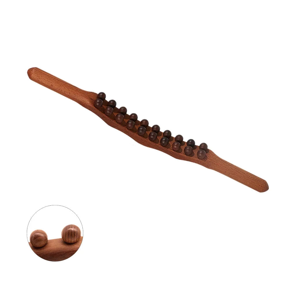 WoodRelax Gua Sha Massasje Stick – 60 cm massasjeverktøy laget av naturlig tre for dyp muskelavslapping | Skanto