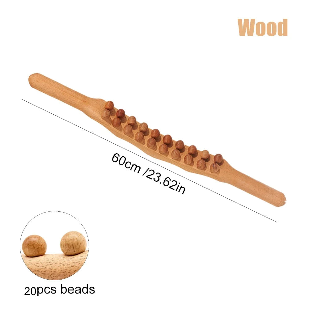 Skanto | WoodRelax Gua Sha Massasje Stick – 60 cm Massasjeverktøy laget av naturlig tre for dyp muskelavslapning
