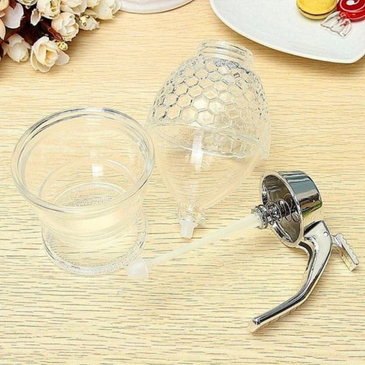 Dryppfri honningdispenser med bikube-design – 200 ml plast | Skanto