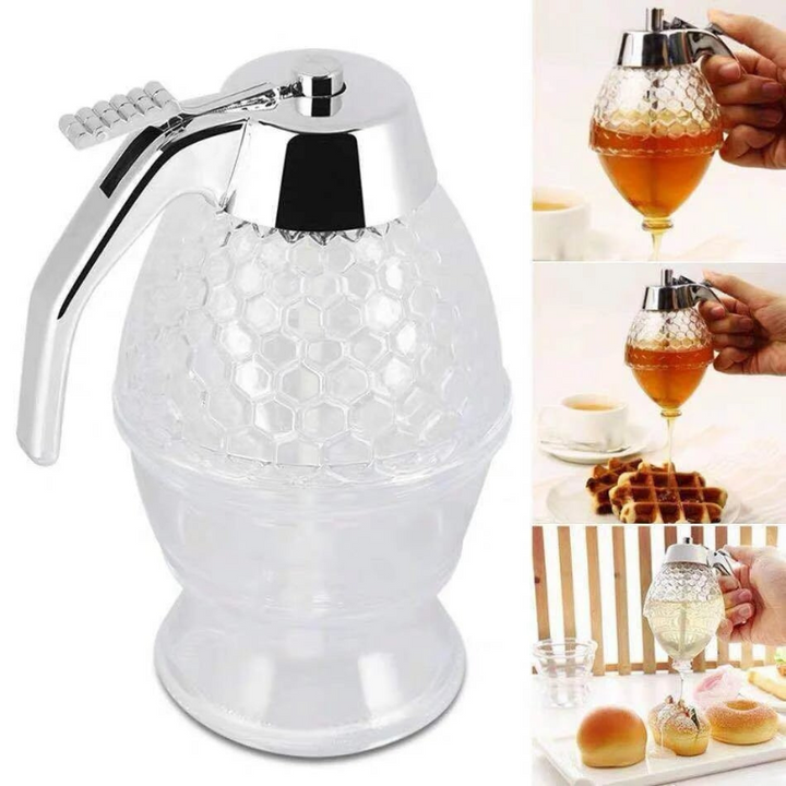 Dryppfri honningdispenser med bikube-design – 200 ml plast | Skanto