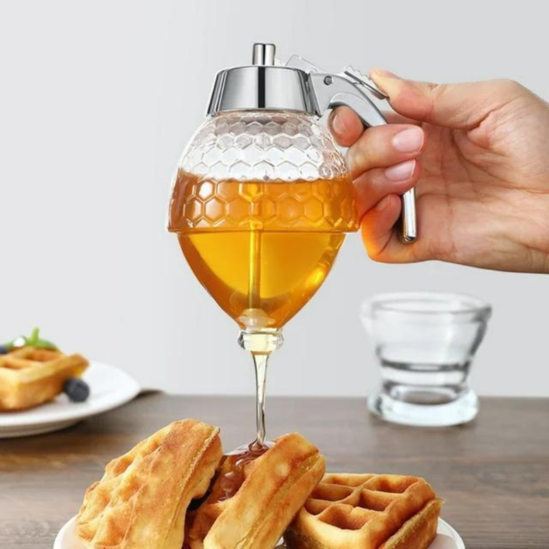Dryppfri honningdispenser med bikube-design – 200 ml plast | Skanto