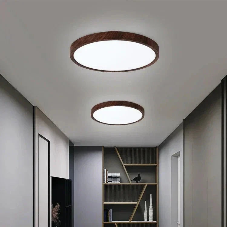 Skanto | Moderne Sirkulær Taklampe med Justerbart LED-belysning i Varm Valnøttfarge for Stue og Soverom