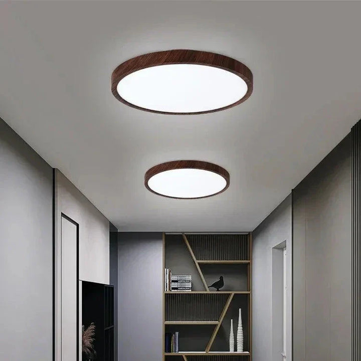 Skanto | Moderne Sirkulær Taklampe med Justerbart LED-belysning i Varm Valnøttfarge for Stue og Soverom
