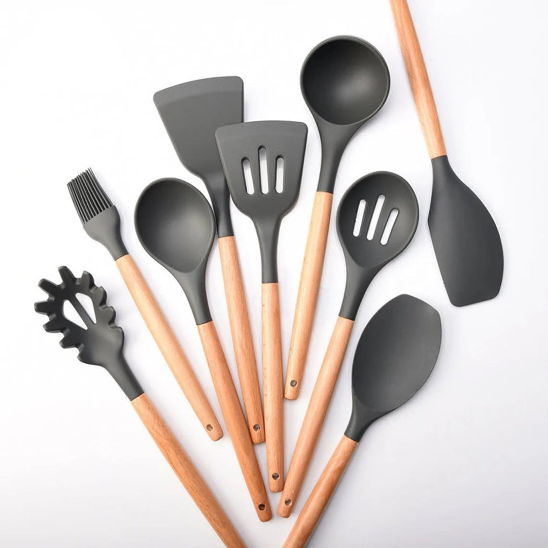 9 Pcs Silikon Kjøkkenredskaper Sett | Skanto