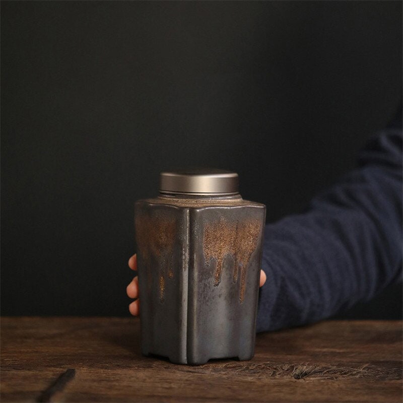 Vintage keramisk te- og kaffelagerbeholder – 900ml lufttett beholder | Skanto