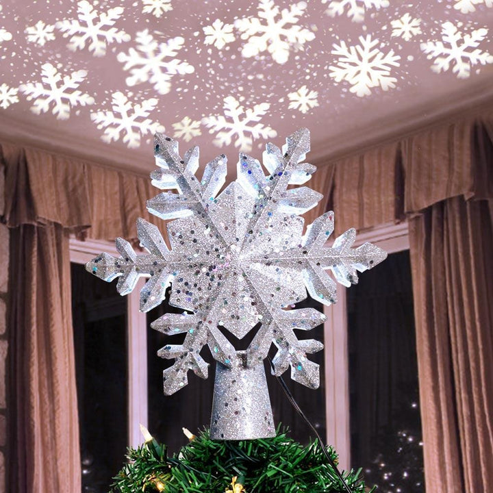Skanto | LED Snøflake Juletreetopp | Magisk Lys og Roterende Effekt | PVC
